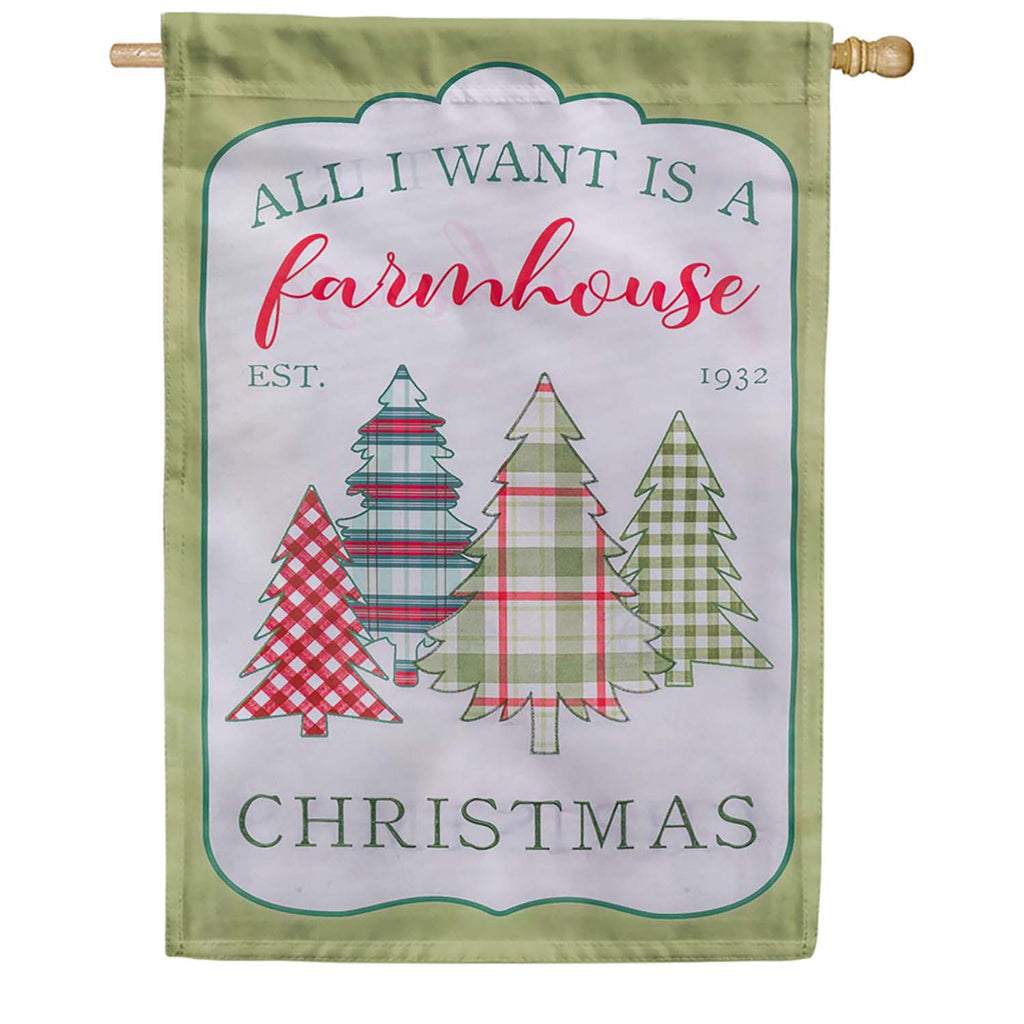 Evergreen Holly Homestead Applique House Flag