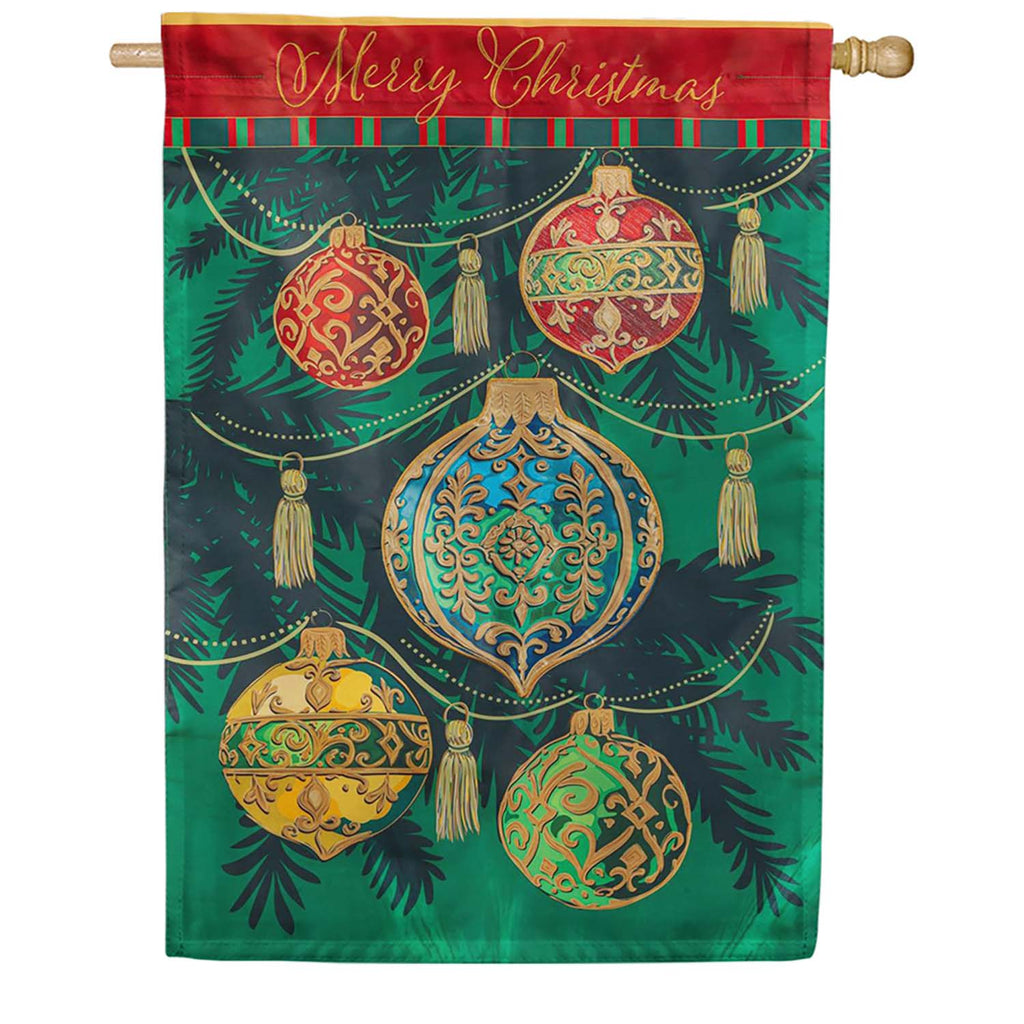 Evergreen Merry Christmas Ornaments Applique House Flag