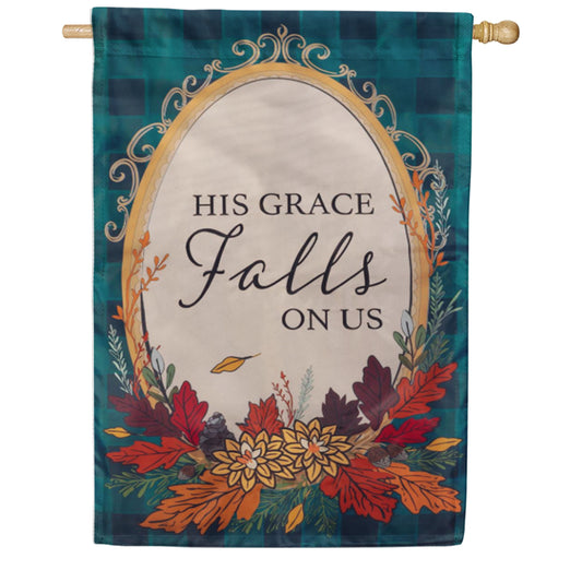 Evergreen His Grace Falls On Us Applique House Flag