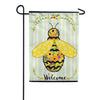 Evergreen Ric Rac Floral Bee Welcome Applique Garden Flag