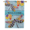 Evergreen Applique House Flag - Courtly Check Dragonfly