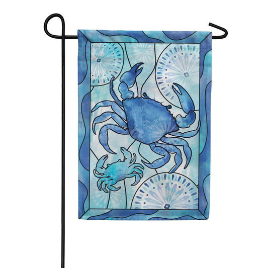 Stained Glass Crab Garden Flag