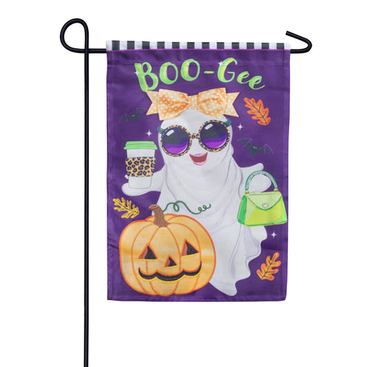 Evergreen Boo-Gee Ghost Halloween Applique Garden Flag