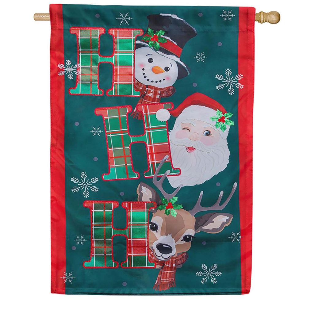 Evergreen Ho Ho Ho Christmas Icons Applique House Flag