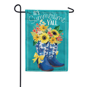 Evergreen Chinoiserie Cowboy Boots & Bows Applique Garden Flag