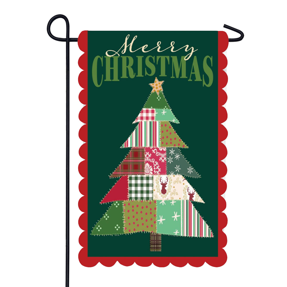 Evergreen Quilted Christmas Tree Applique Garden Flag