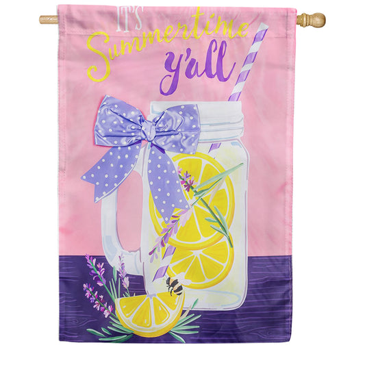 Evergreen Applique House Flag - Lavender Lemonade