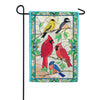 Evergreen Applique Garden Flag - Stained Glass Songbirds
