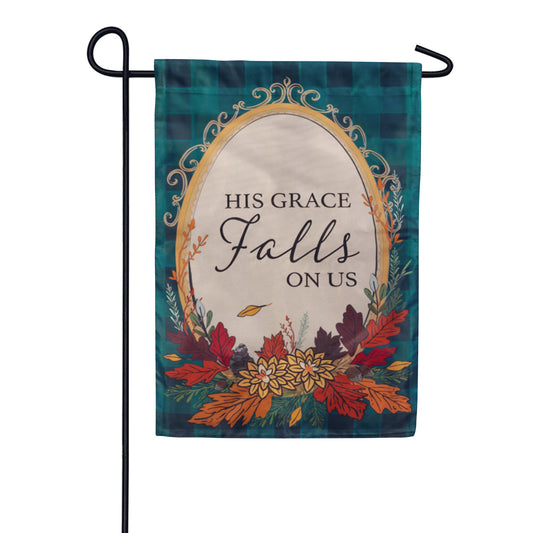 Evergreen His Grace Falls On Us Applique Garden Flag