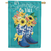 Evergreen Chinoiserie Cowboy Boots & Bows House Flag