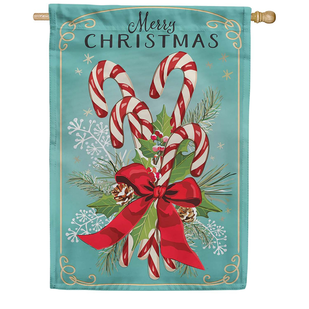 Evergreen Vintage Candy Canes Applique House Flag