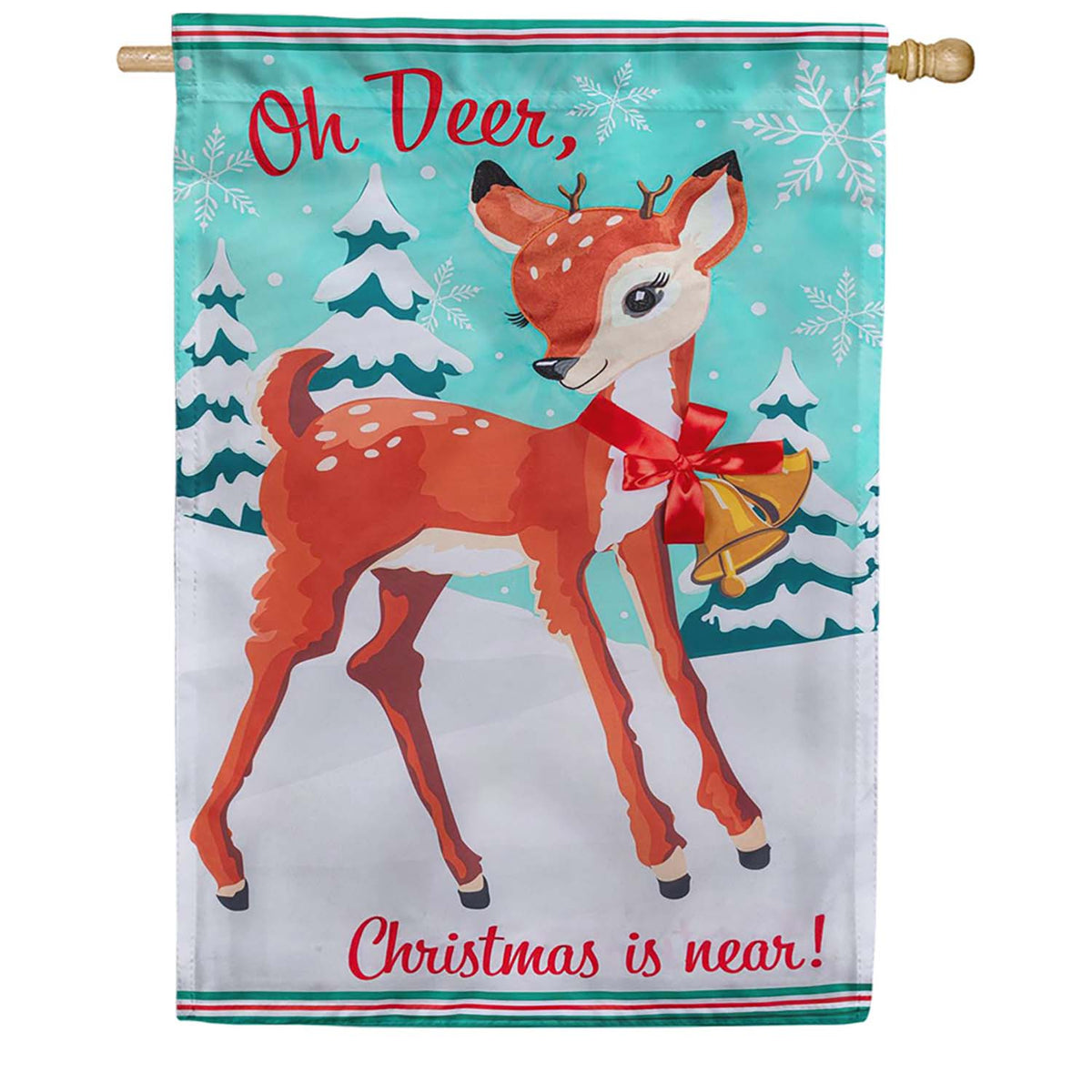 Evergreen Oh Deer Applique House Flag