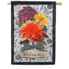 Evergreen Fall Floral Toile Applique Garden Flag