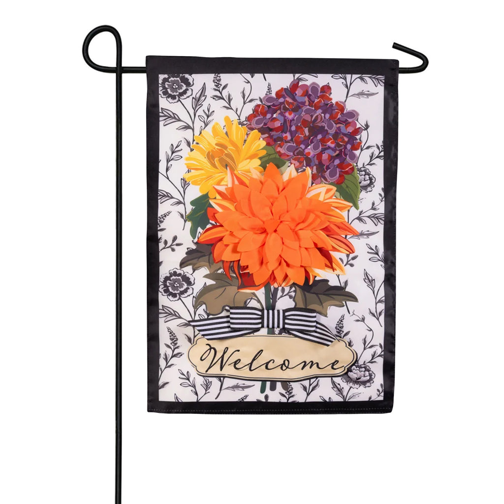 Evergreen Applique Garden Flag - Fall Floral Toile