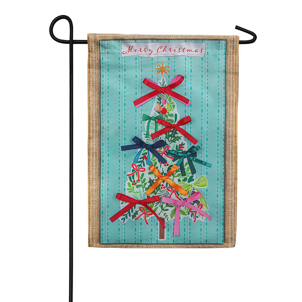 Evergreen Bowtiful Christmas Tree Applique Garden Flag
