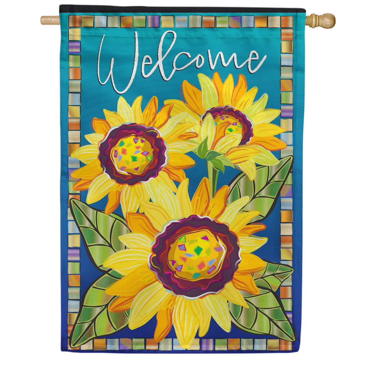 Evergreen Applique House Flag - Sunflower Garden Welcome
