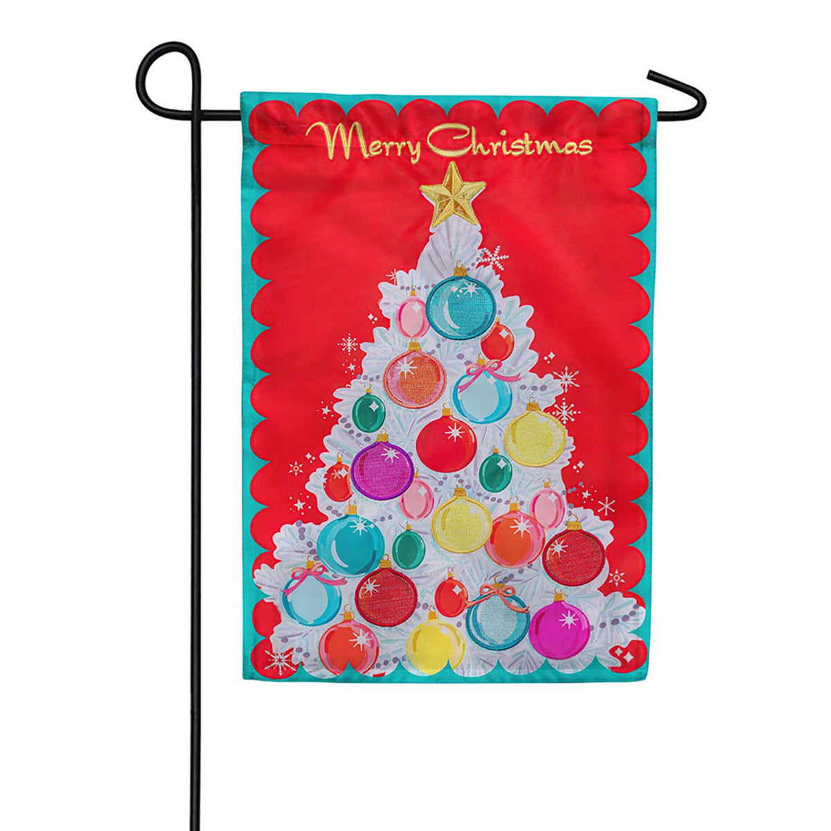 Evergreen Vintage Christmas Tree Applique Garden Flag 