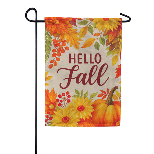 Evergreen Fall Floral Bloom Burlap Garden Flag