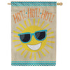 Evergreen Burlap House Flag - HOT HOT HOT Sunshine