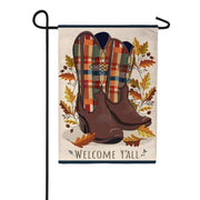 Evergreen Burlap Garden Flag - Fall Cowboy Boots