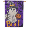 Evergreen Swinging Ghost Burlap House Flag