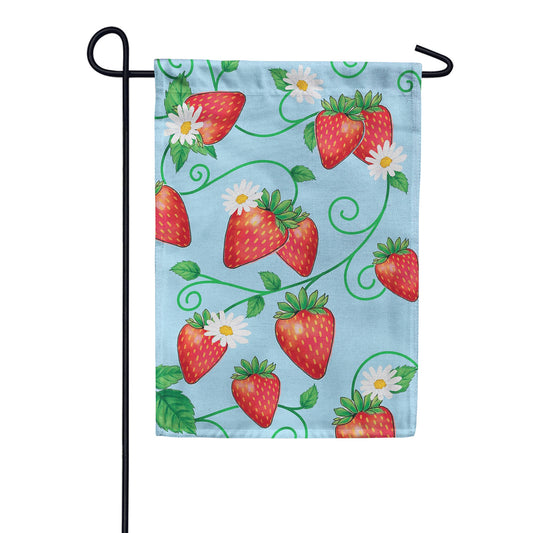 Evergreen Burlap Garden Flag - Sweet Strawberries