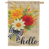Evergreen Hello Fall Bow Florals Buralp House Flag