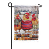 Evergreen Holly Homestead Cozy Hens Burlap Garden Flag