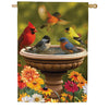 Evergreen Burlap House Flag - Bathing Birds