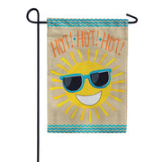 Evergreen HOT HOT HOT Sunshine Burlap Garden Flag