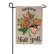 Evergreen Burlap Garden Flag - Quilted Fall Leaf