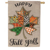 Evergreen Burlap House Flag - Quilted Fall Leaf