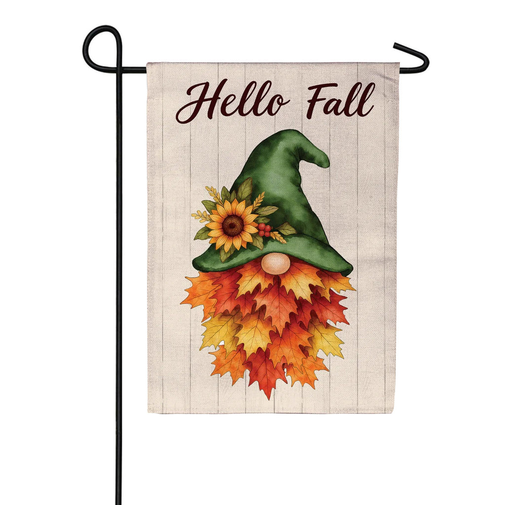 Evergreen Burlap Garden Flag - Leaf Gnome