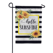Evergreen Hello Sunshine Plaid Burlap Garden Flag