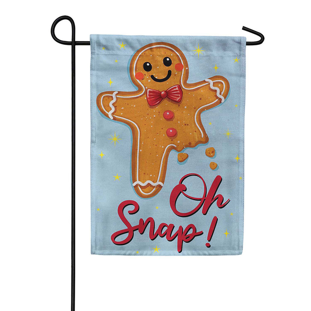 Evergreen Gingerbread Oh Snap! Burlap Garden Flag