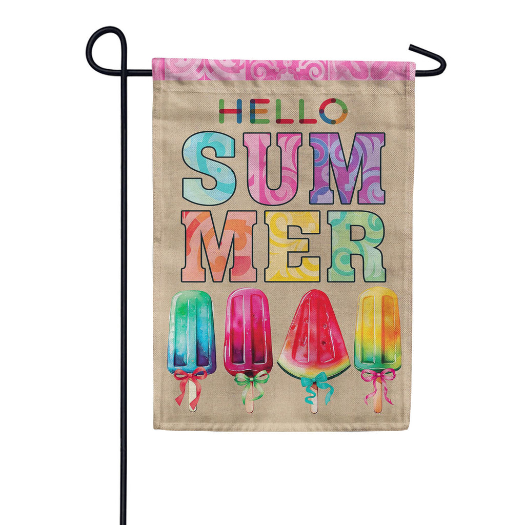 Evergreen Burlap Garden Flag - Summer Popsicle