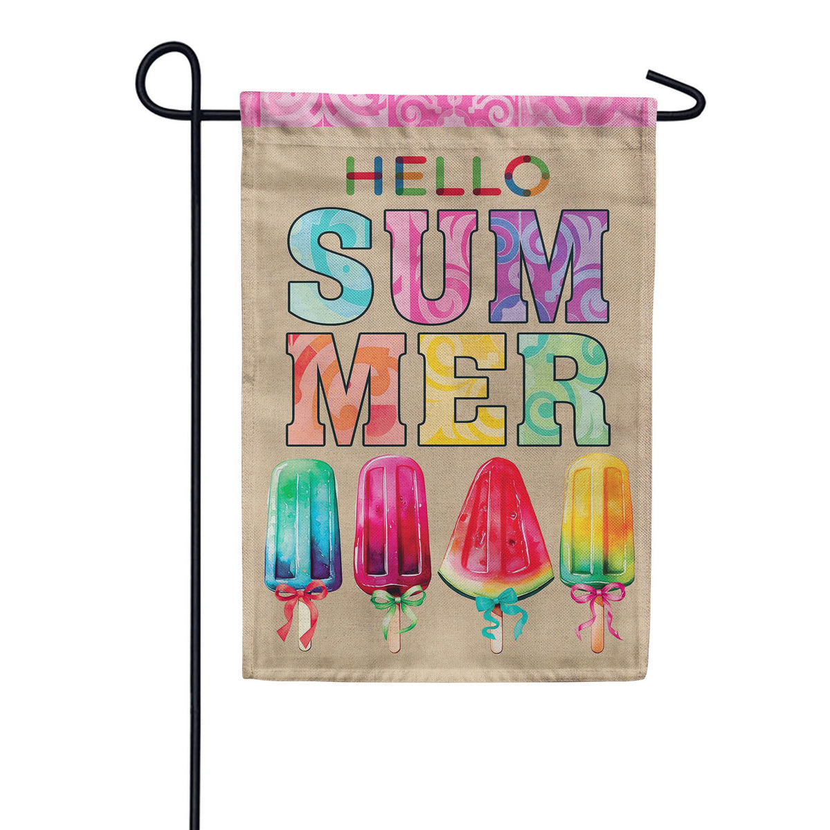 Evergreen Burlap Garden Flag - Summer Popsicle