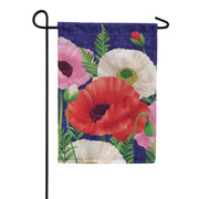Evergreen Poppy Trio Burlap Garden Flag