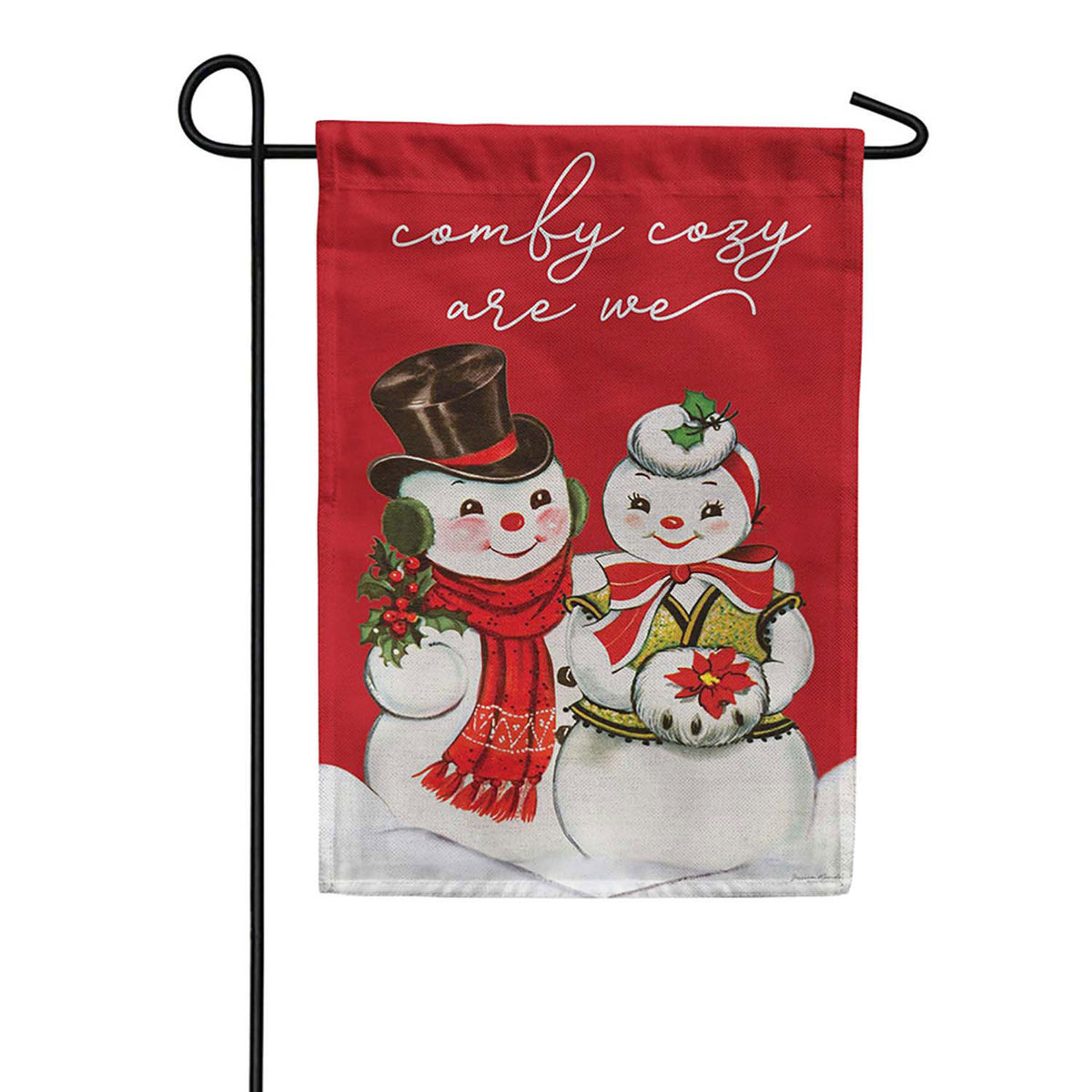 Evergreen Vintage Snow Sweethearts Burlap Garden Flag
