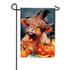 Evergreen Burlap Garden Flag - Haunted Highland Cow