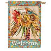 Evergreen Burlap House Flag - Jeweled Fall Maize