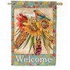 Evergreen Burlap House Flag - Jeweled Fall Maize