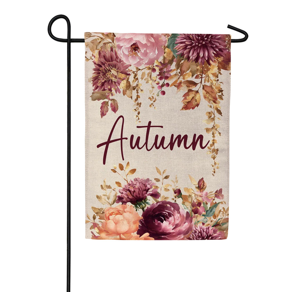 Evergreen Burlap Garden Flag - Autumn Florals