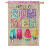 Evergreen Burlap House Flag - Summer Popsicle