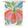 Evergreen Burlap House Flag - Fun Bright Pumpkin