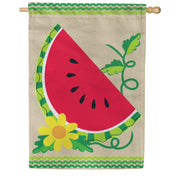 Evergreen Burlap House Flag - Watermelon Slice