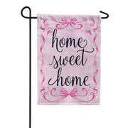 Evergreen Home Sweet Home Pink Ribbon Burlap Garden Flag