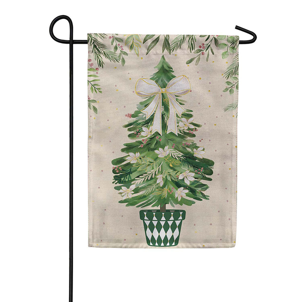 Evergreen Shades of Emerald Burlap Garden Flag
