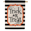 Evergreen Burlap House Flag - Striped Trick or Treat