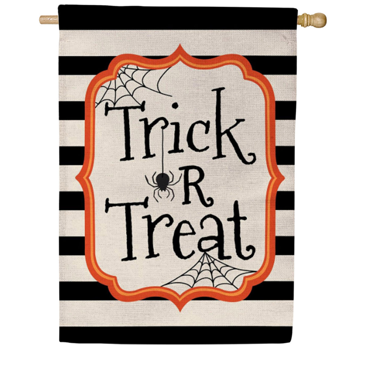 Evergreen Burlap House Flag - Striped Trick or Treat